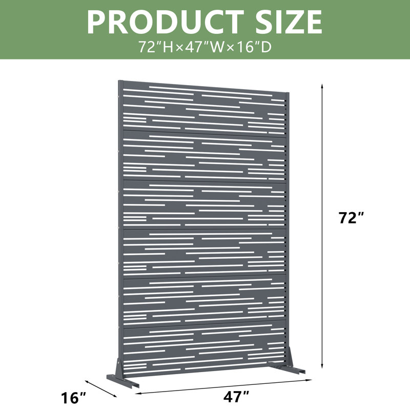 H 72 po x l 47 po x P 16 po avec écran d'intimité en métal et panneau de clôture en treillis pour terrasse, Cambrian Gray