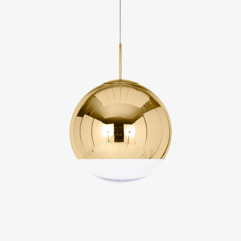 Luminaire suspendu rond (14 po), Doré, H 59,5 po x l 14 po x P 14 po