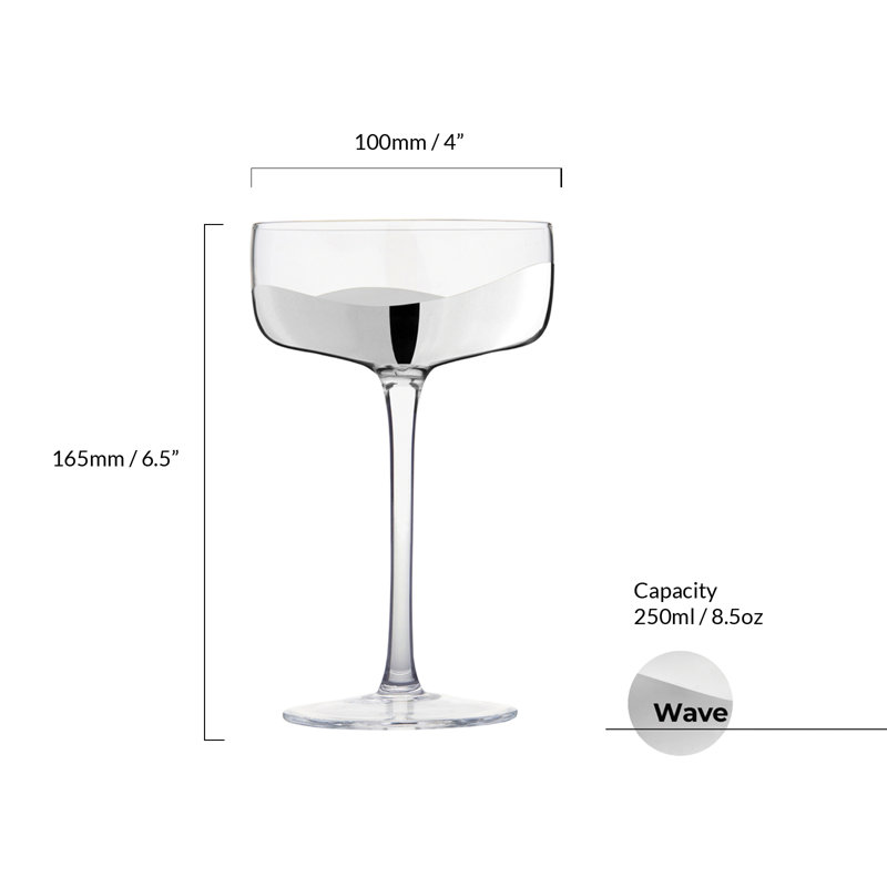 Wave Champagne Coupes, Clear/Silver