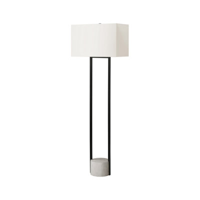Floor Lamp, Rectangular Ivory Shade, 62 Inch, Classic Black Metal