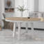 Farmhouse Round Extendable Dining Table with 16" Leaf Wood Kitchen Table (Oak Natural Wood + Antique White)-133525994
