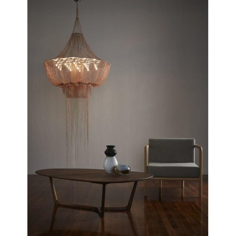Lustre lumière fleur de vie, Plaqué argent, Noir argenté, 40" Wide x 46" Height