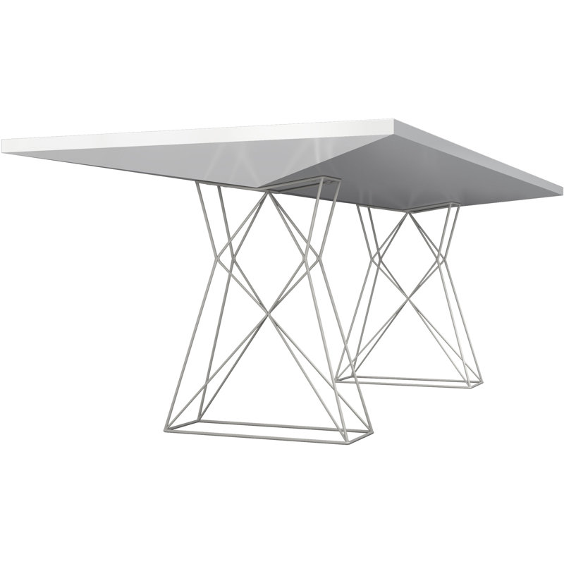 Gawen Dining Table, 39" W x 87" L, Glossy White/ White