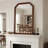 Black Walnut Color Solid Wood Frame Rounded Corner Decorative Mirror