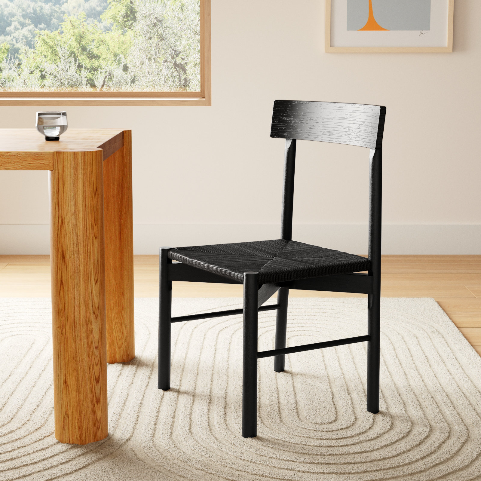 Oak Dining Chair, Pitch Black