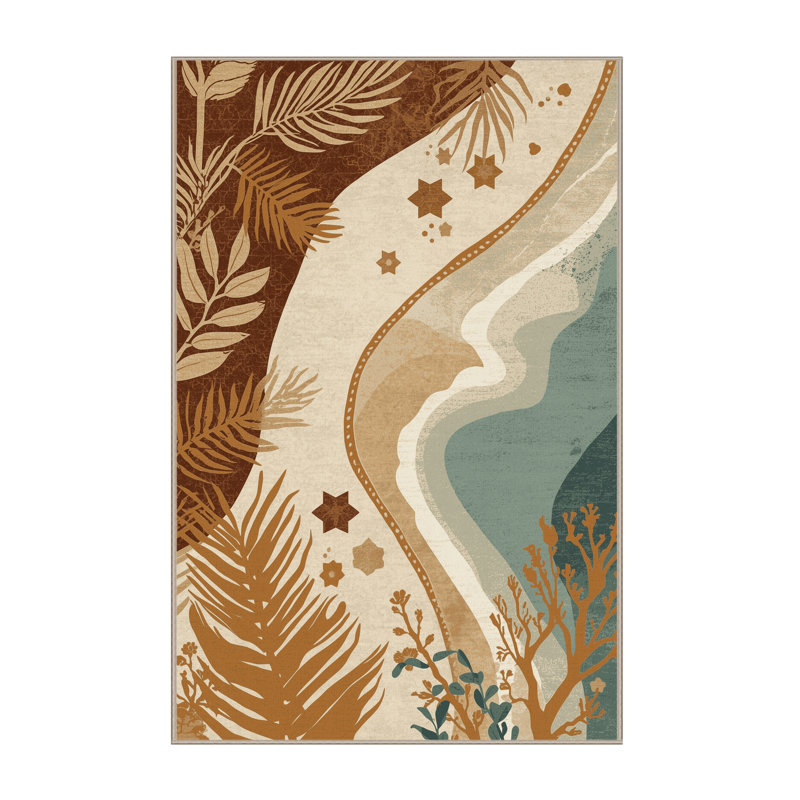 Tapis marocain d'inspiration mondiale Pegah lavable à la machine - reliure beige, 6 X 9