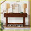 Table basse de 52 pouces style Mid-Century Farmhouse avec tiroirs de rangement, pieds en bois massif faciles à nettoyer pour le couloir du salon-1291207992