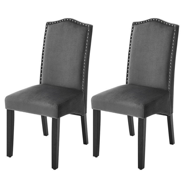 Eatonville Set of 2 Velvet Upholstered High Back Dining Chairs