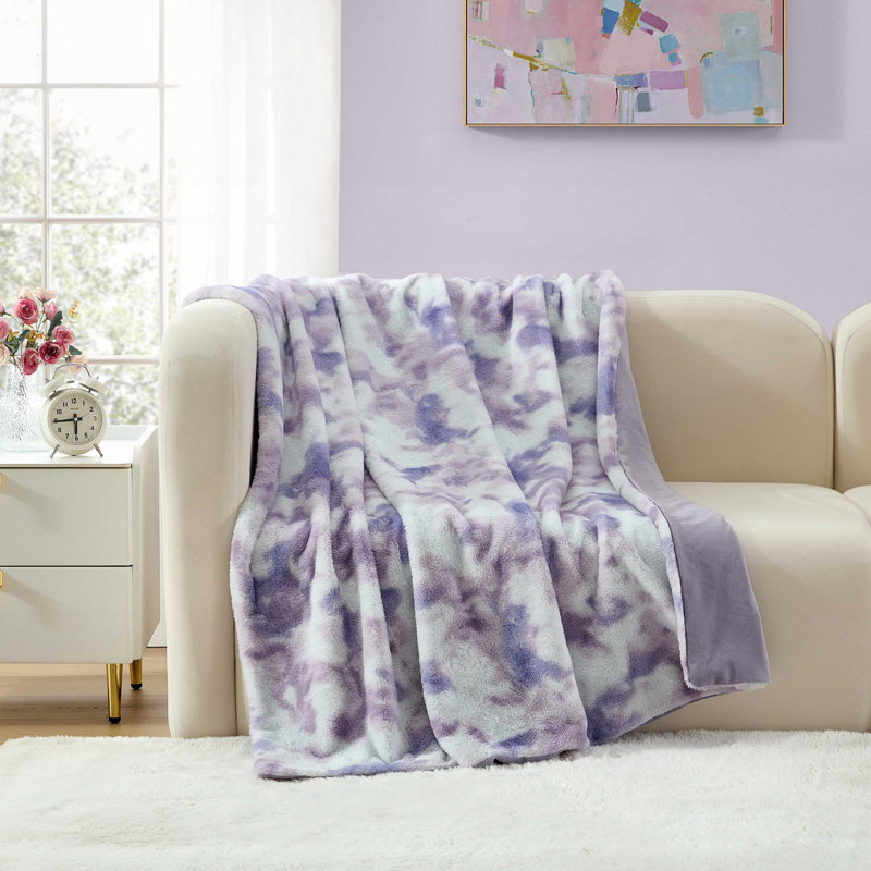 Jeté en fausse fourrure Betie Johnson, Abstrait mauve
