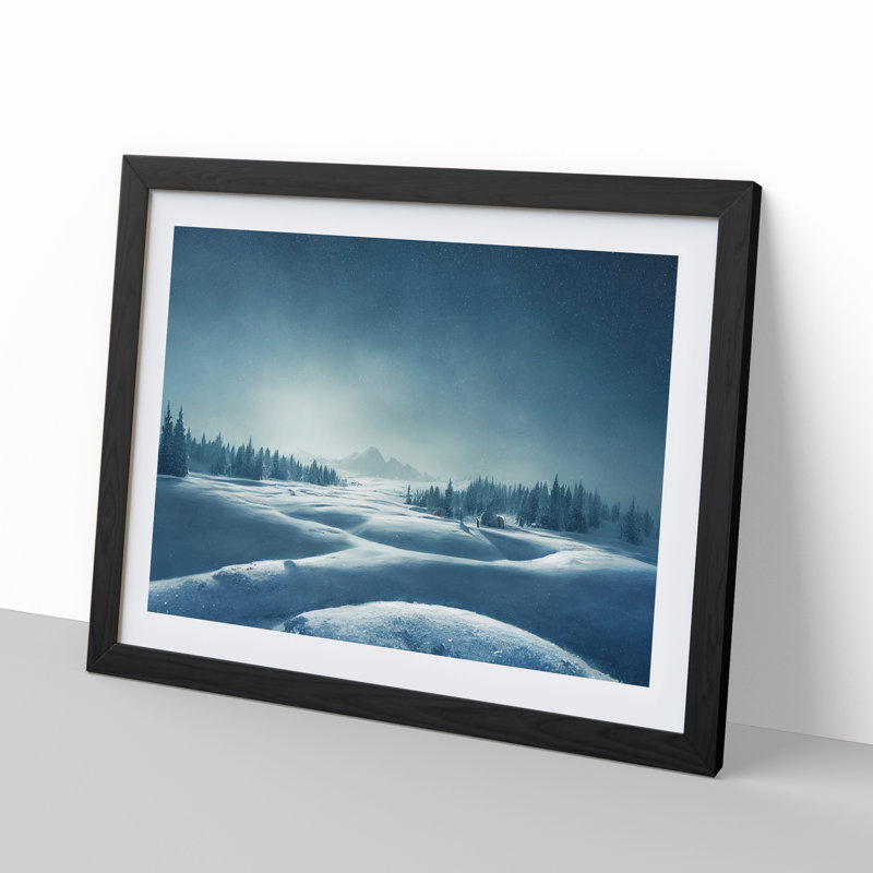 XH1022-10189X Winter Forest Landscape Vol.5 - Single Picture Frame Print, 46cm H x 64cm W x 2cm D, Black