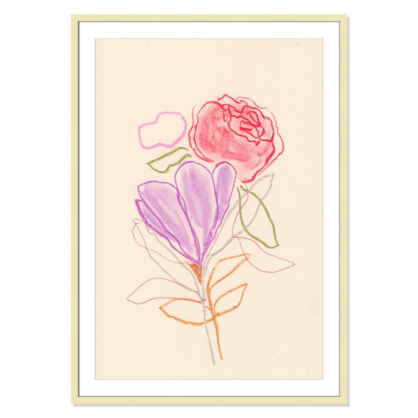 Simple Floral "Simple Floral III" Print, Gold Single Picture Framed Paper, White, 41.5" H x 29.5" W x 1.25" D