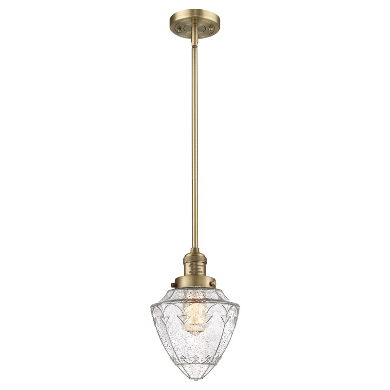 Franklin - Kymeshia - Mini-luminaire suspendu à tige 7 po 1 lumière - Ampoule non incluse , Grainé, Laiton brossé