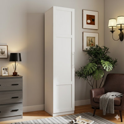 Armoire de cuisine, buffet blanc autonome avec portes et tablettes internes, armoire de rangement pour cuisine, salon et salle à manger