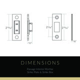 Emtek Passage Interior Mortise Set w/ Rectangular Rosette & Hampton Glass Knob (RH)