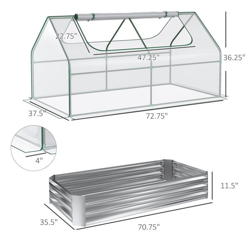 Lit de jardin surélevé 6 pi x 3 pi Kight Cover, Transparent
