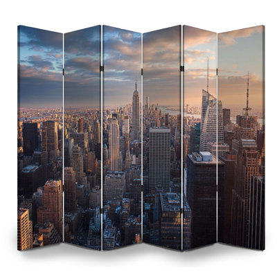 6 Panels Folding Screen Room Divider Royal New York City skyline Canvas Screen Room Separator Freestanding Protective Wall Divider Privacy Partition