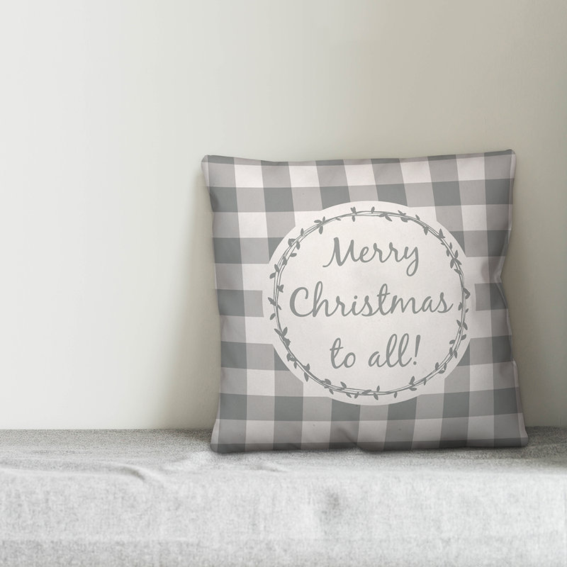  Housse de coussin Merry Christmas to All, 16 po x 1 po, Polyester/ Bourre en polyester