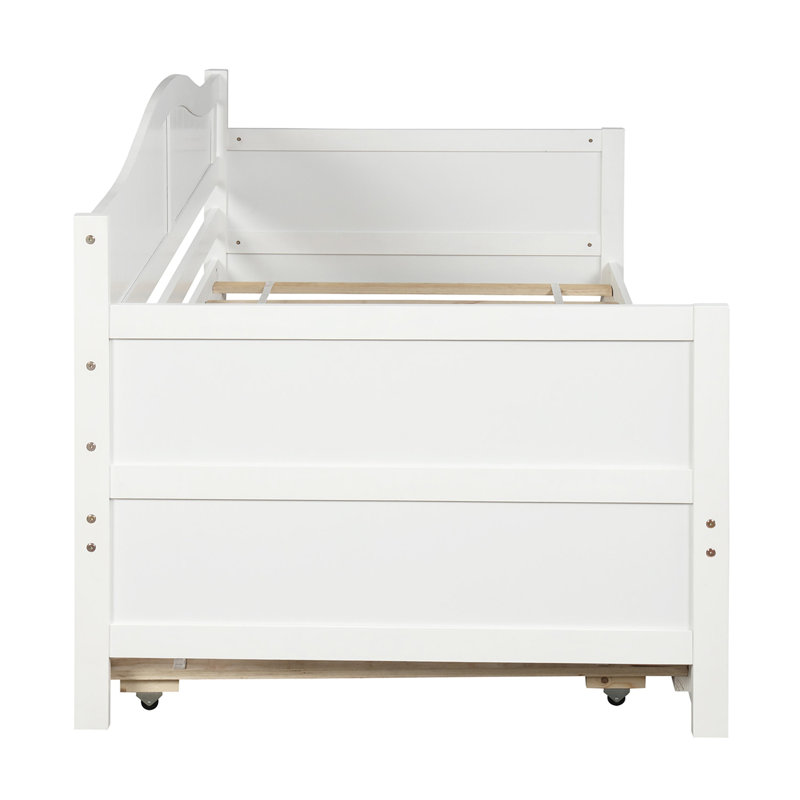 Lit de jour simple en bois avec lit gigogne, canapé-lit pour le salon de la chambre à coucher, Blanc