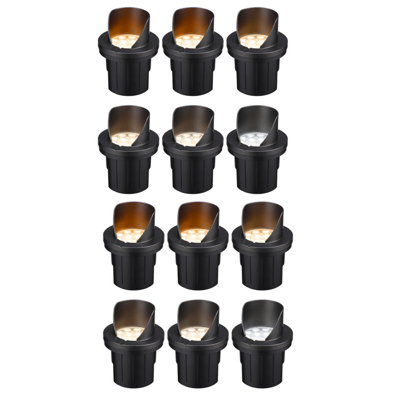 Shielded Low Voltage Hardwired Well Light, 1800k/2700k/3000k/4000k/5000k Selectable, Black