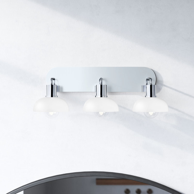 Meuble-lavabo 3 lumières Renfield - Verre brillant opale, Chrome poli, 3