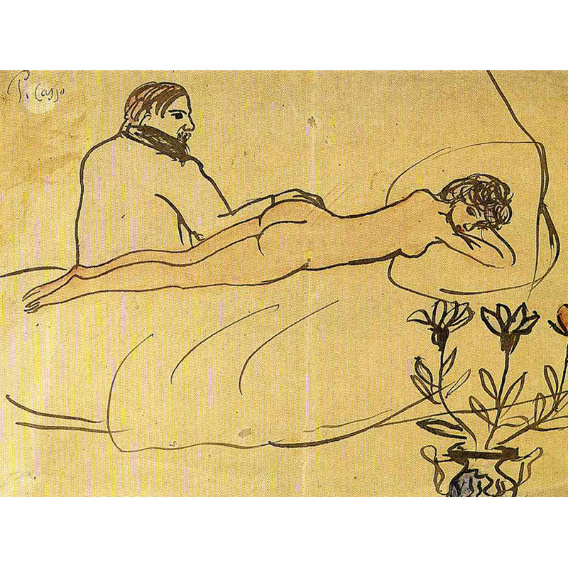 Nu avec Picasso à ses pieds
