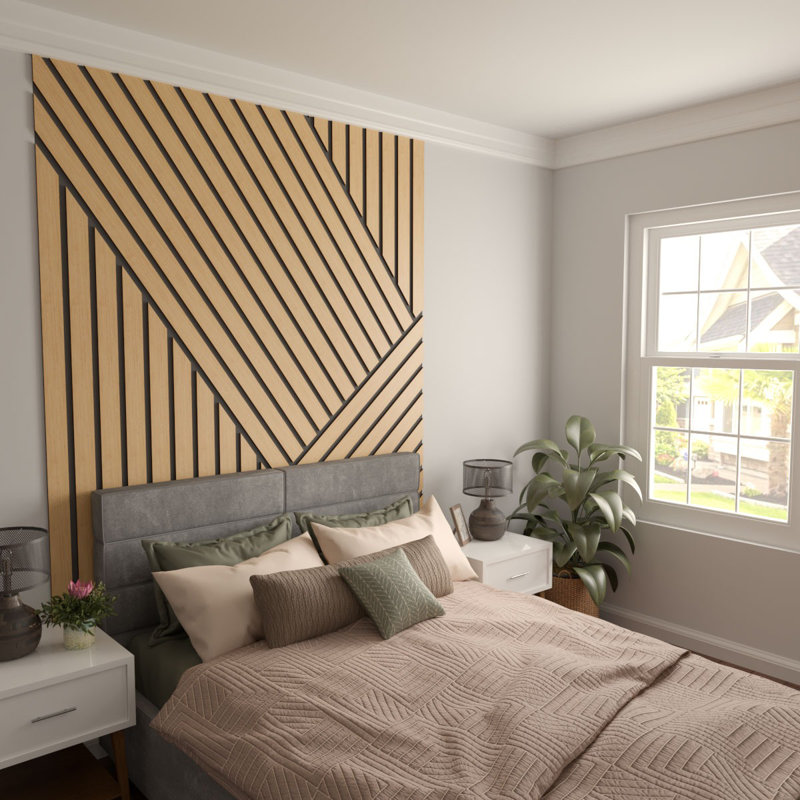 Adjustable Wood Slat Wall Panel Kit, 1"W x 47"H x 0.375"T, Maple