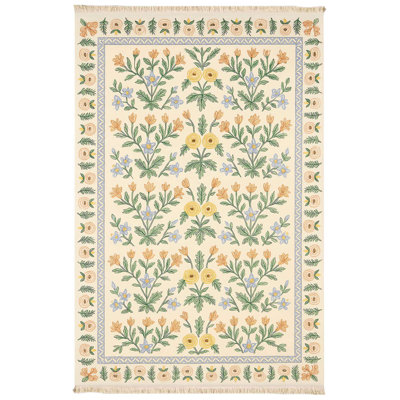 Cottagecore Yellow Wildflower Print Area Rug