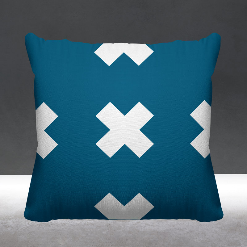 Coussin intérieur / extérieur Luella, 17 po x 17 po, Turquoise, Carré