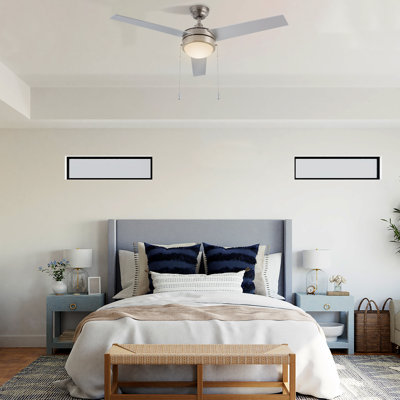 52" 3-Blade Standard Ceiling Fan with pull chains, Light Kit Included