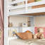 Lit simple superposé au-dessus blanc avec tablettes, bois d'hévéa, lit en bois détachable à 2 lits, blanc, tête et mesures de bibliothèque, convertible 2-49770691