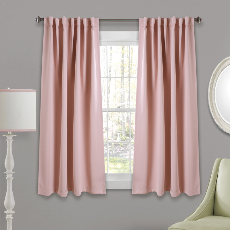 Pink Polyester Blackout Nursery Window Panels with Rod Pocket