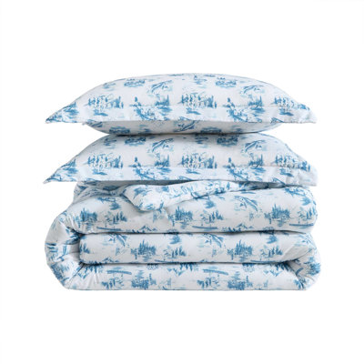 Eddie Bauer Fish Town Toile Blue Comforter Set