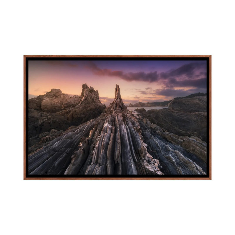 Gueirua Needles by Carlos F. Turienzo - Floater Frame Print on Canvas, 66.04 cm H x 45.72 cm W, Brown Floater Frame