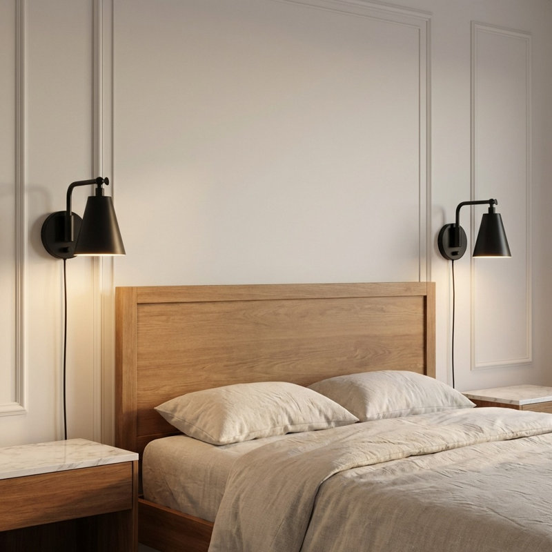 Drae One Light Task Sconce, Midnight Black, No
