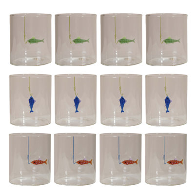 Hand-Blown Drinking Glass With Fish On Hook