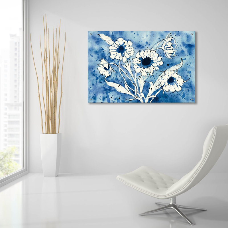 Art mural en verre Batik Flowers par Shirley Novak, H 24 po x l 36 po x P 0,2 po