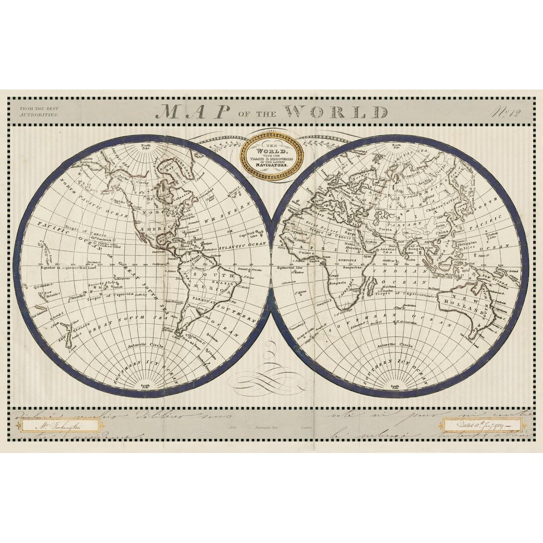 Leinwandbild Torkingtons World Map with Indigo von Sue Schlabach