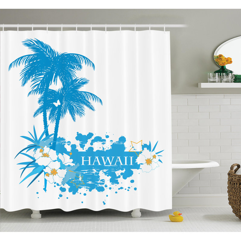 Ensemble de rideau de douche tropical hawaii island, H 75 po x l 69 po