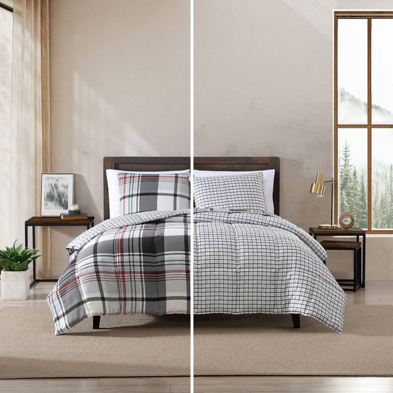Black and White Plaid Cotton Full/Queen Bedspread Cover Set