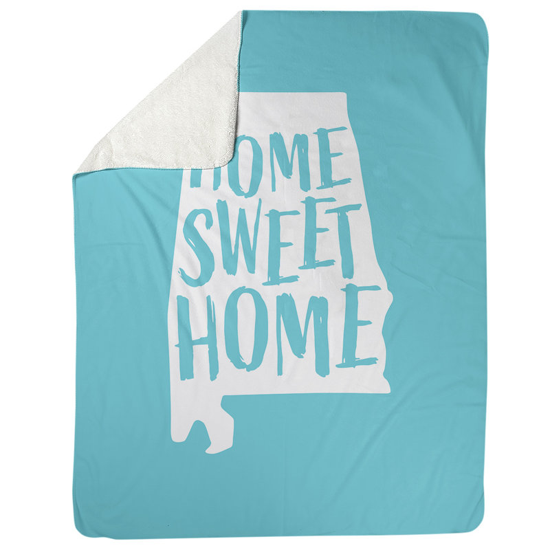 Jeté polaire à la maison alabama, l 62,5 po x L 82,5 po, Bleu sarcelle