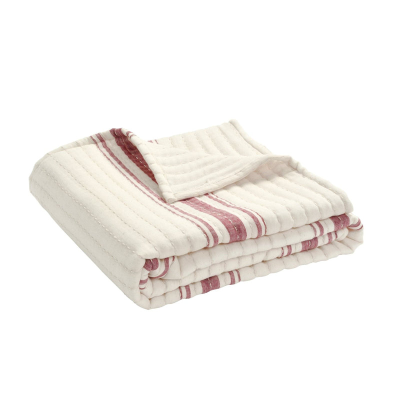 Jeté 100% coton Westridge, Rouge / blanc