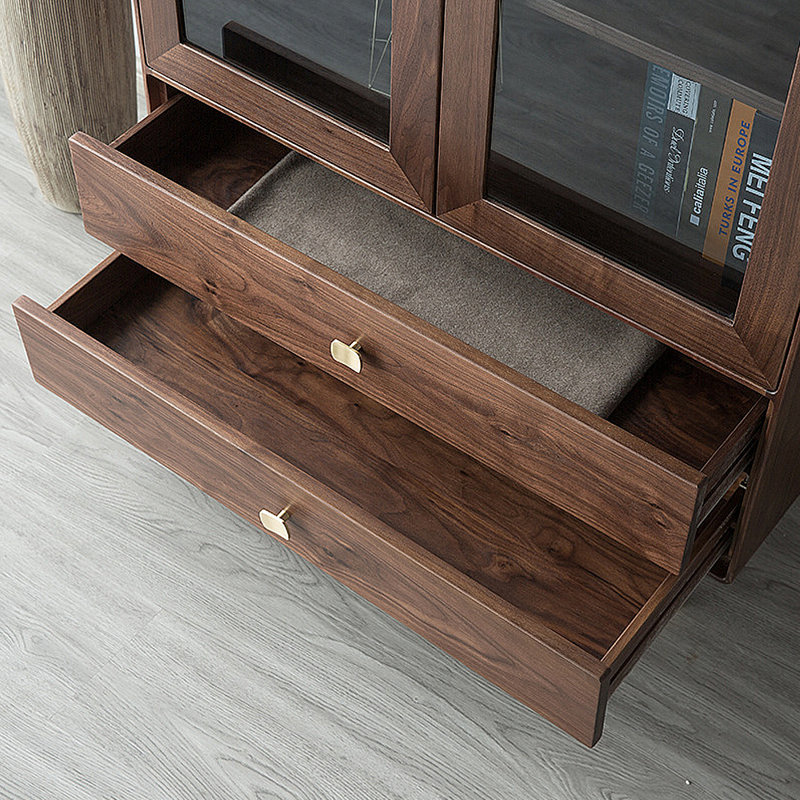 Bibliothèque de rangement moderne à porte vitrée minimaliste