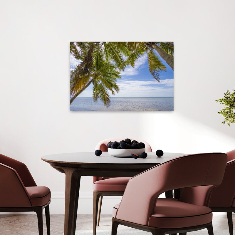 Tropical Ocean Palms Romantic Tranquil Abstract Palm Tree Coastal Wall Art Print, H 24 po x l 36 po