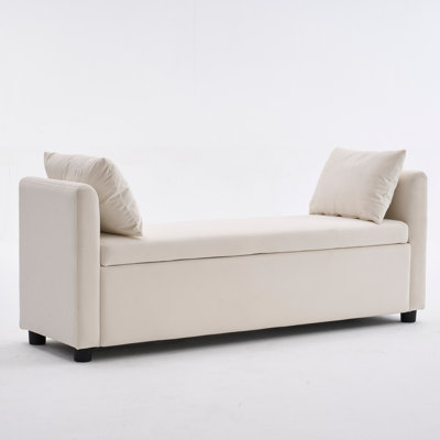 Shaneta 55.25" Upholstered Storage Bench with Arm