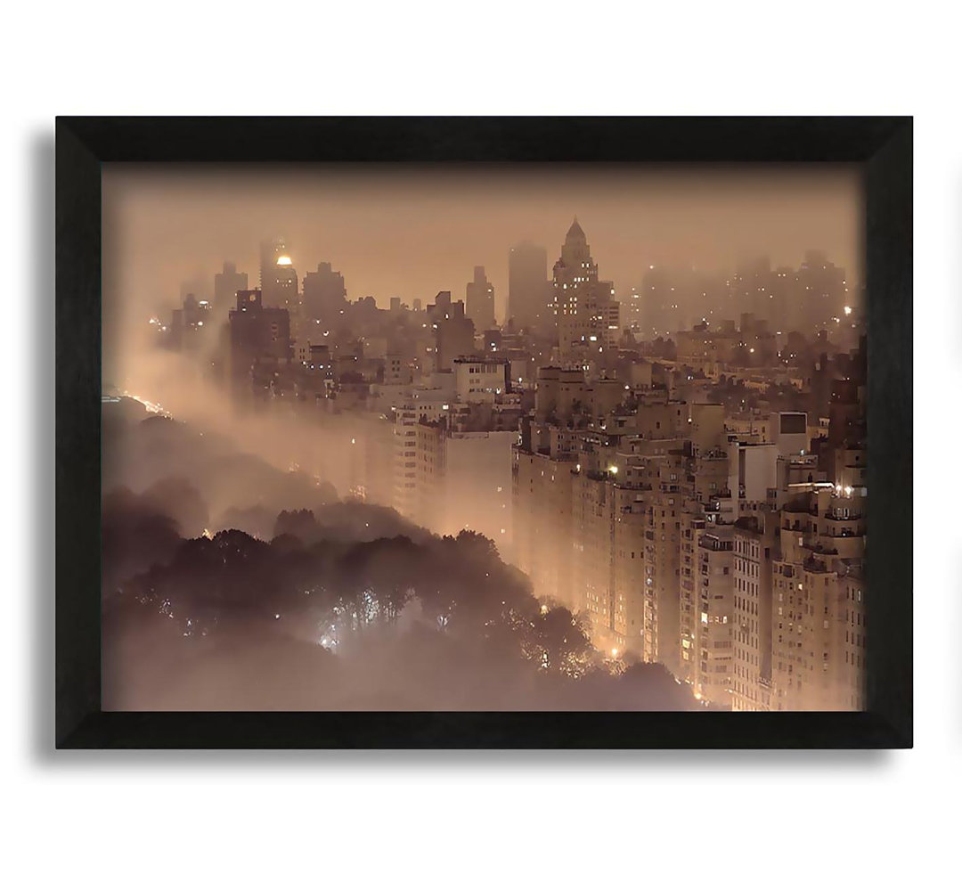 Gerahmtes Poster New York-Nebel in Leinwand