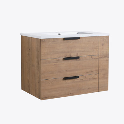 Meuble-lavabo mural 30 po avec lavabo et tiroir à fermeture en douceur