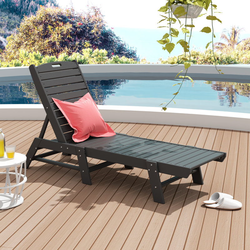 Chaise longue d'extérieur en PEHD Laguna, Gris foncé
