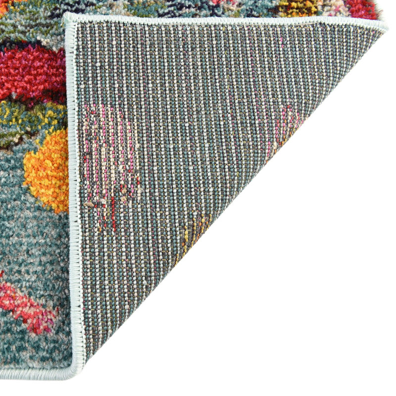 Washable Abstract Indoor Rug, Octagon 7'10" x 7'10"