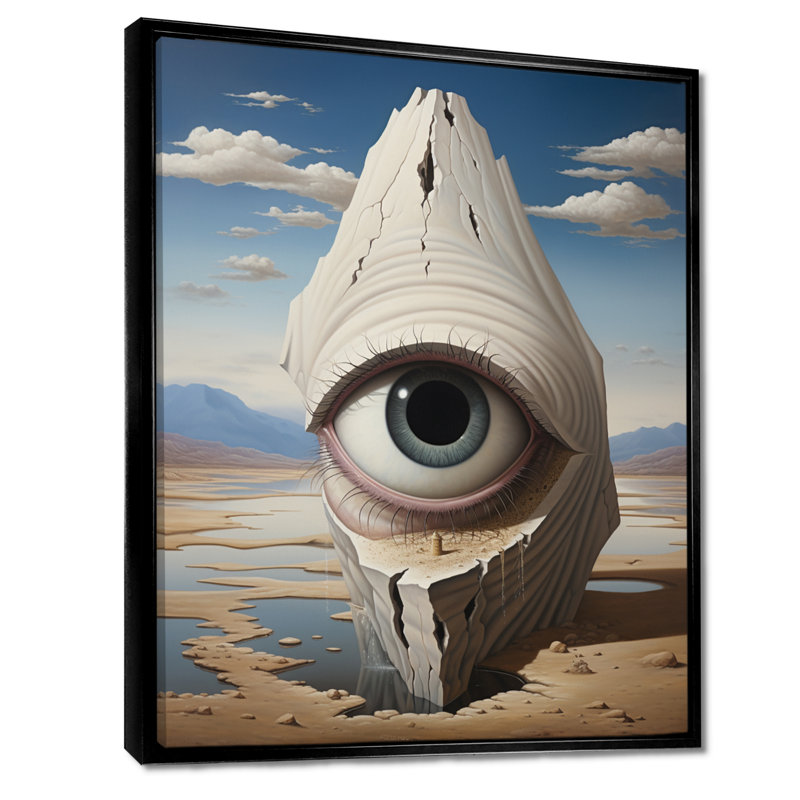 Reproduction d'art mural œil de surréalisme bleu, H 20 po x l 12 po x P 1 po, Toile avec cadre flottant noir