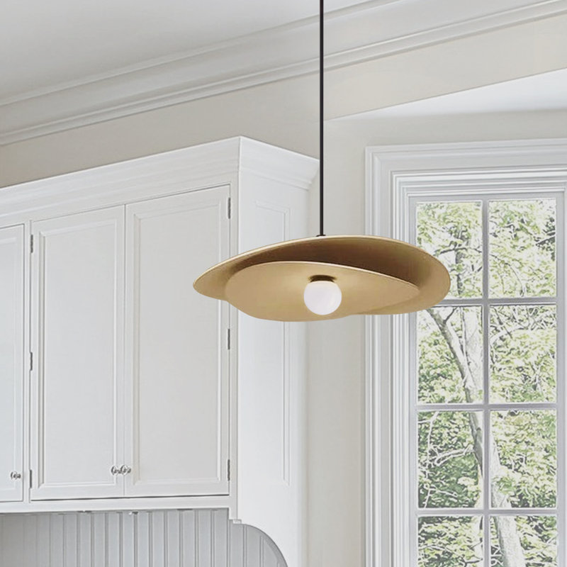 Luminaire suspendu simple à 1 lumière Yamini, Laiton vieilli